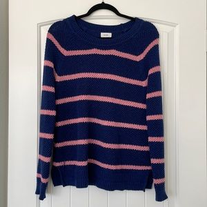 Dark blue and pink striped sweater, size M